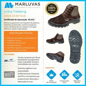 Botina Segurança Bico Pvc Bota Marluvas Nobuck 50b26 Cb Bp