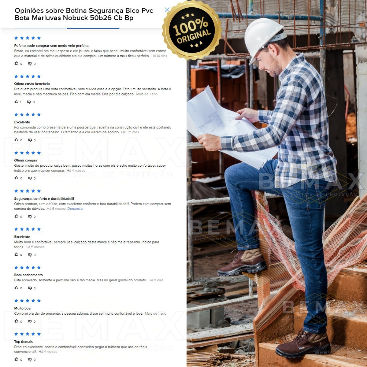 Botina Segurança Bico Pvc Bota Marluvas Nobuck 50b26 Cb Bp